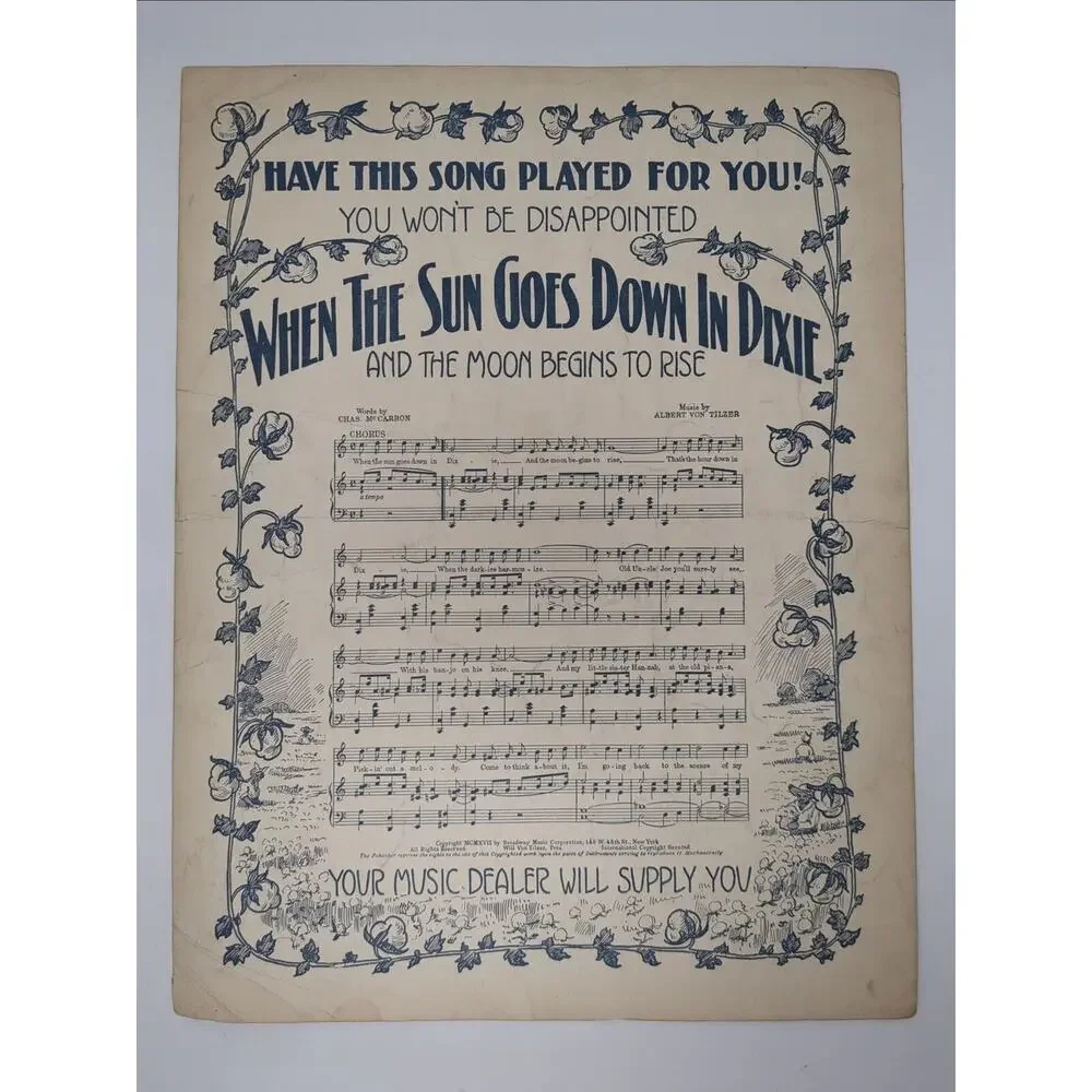 1917 Sheet Music I May Be Gone For A Long Long Time by Albert Von Tilzer‎